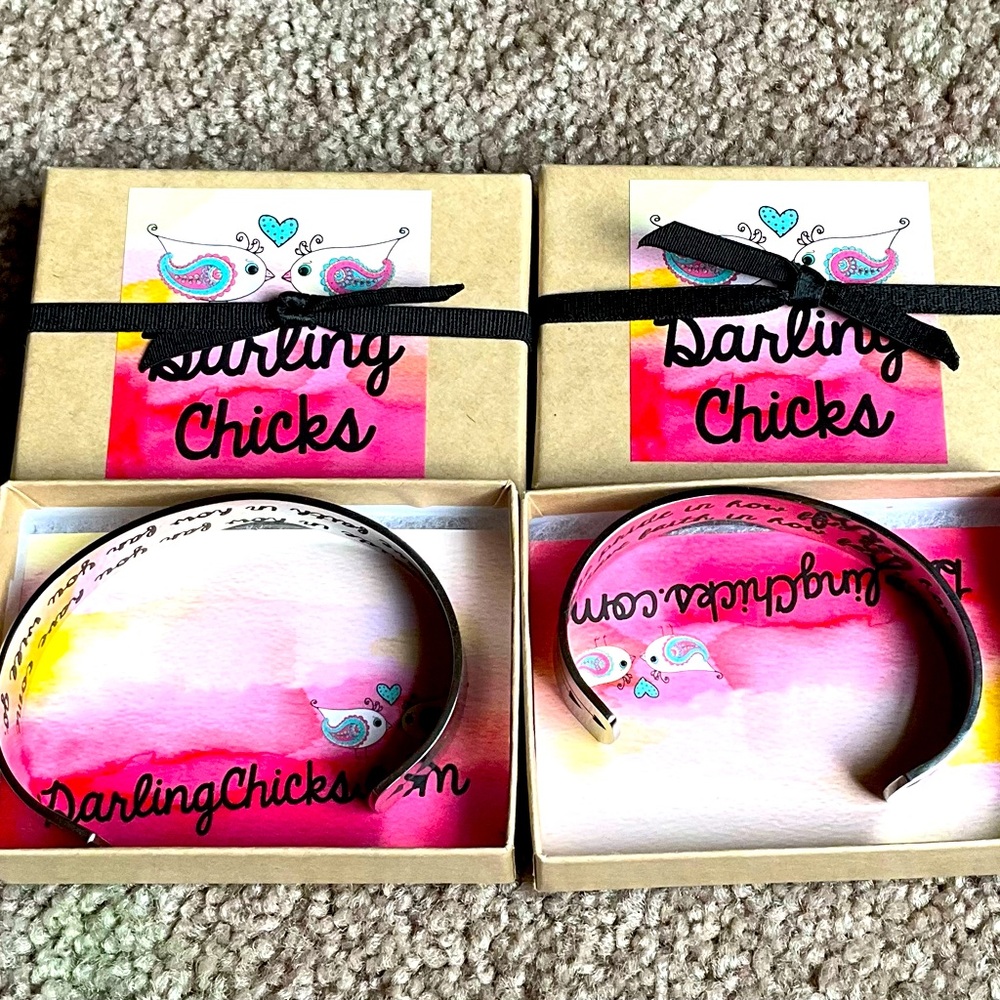 Matching set of inspirational cuff bracelets by Darling Chicks